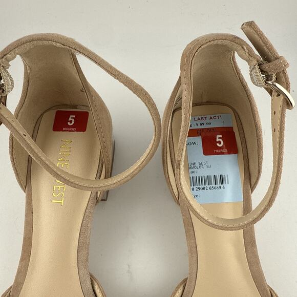 Nine West Women's Volor Heeled Open Toe Natural Sandals Size 5 M NWB - Picture 4 of 12